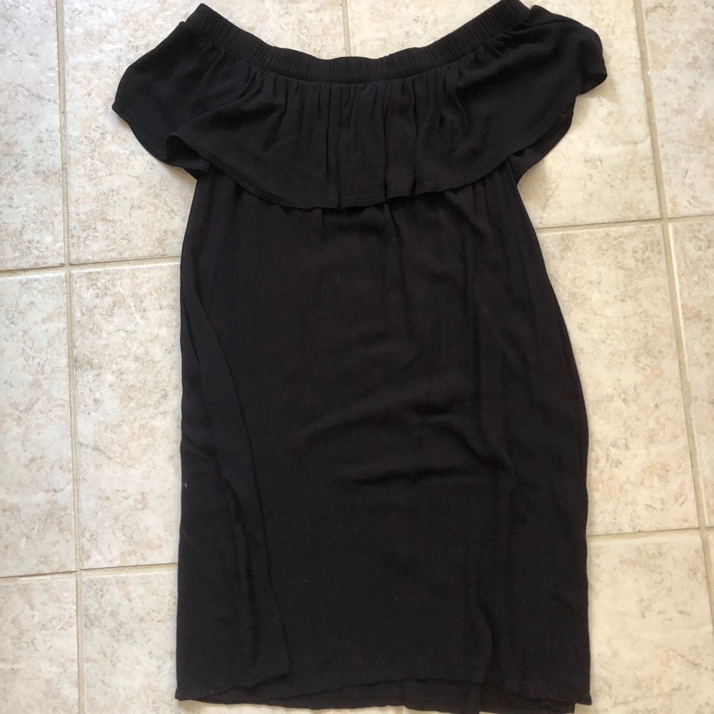 Black over the shoulder short dress